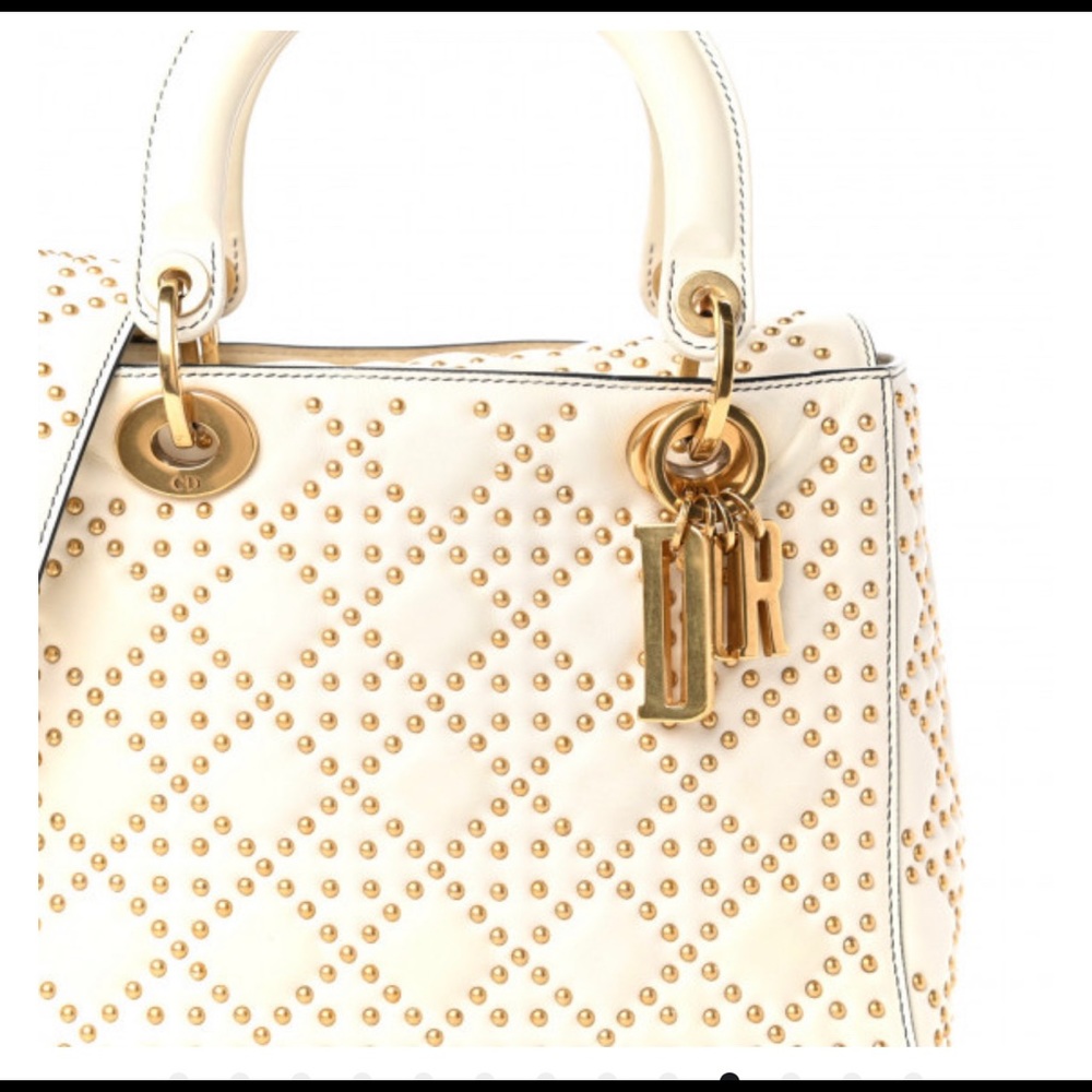 Christian Dior calfskin cannage brass studded medium Lady DIOR - Picture 10 of 13